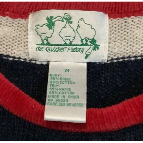 The Quacker Factory Womens Medium Red White & Blue Long Sleeved Sweater - Picture 4 of 5